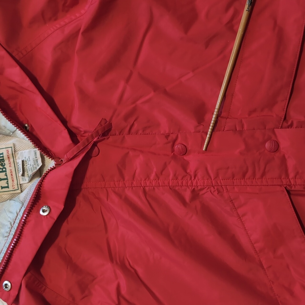 90s Vintage L.L. Bean Stowaway Rainwear Gore-Tex Red Rain Jacket Small - Picture 4 of 16